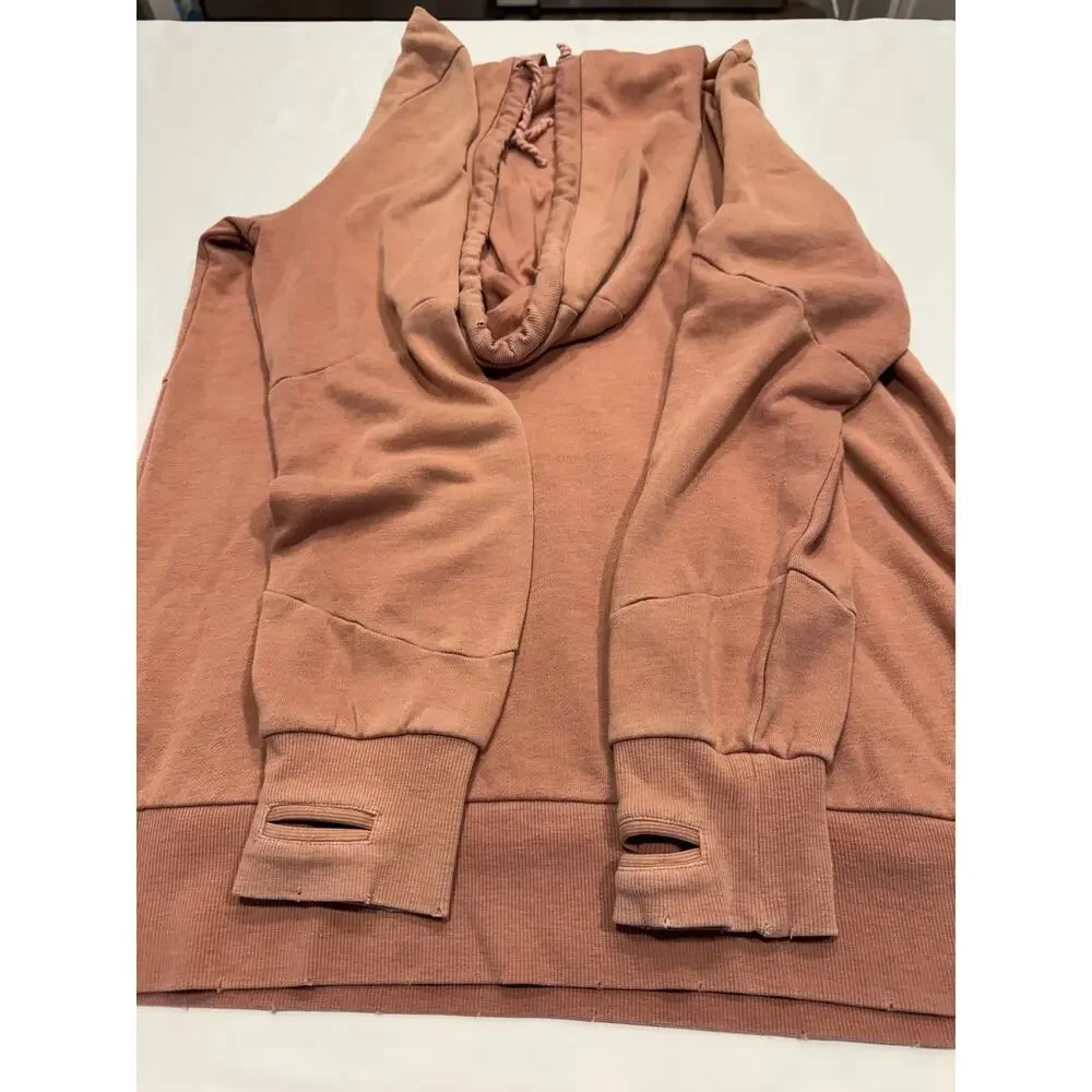 Ninth Hall Distressed Pullover Hoodie Sweatshirt Mens Size S Burnt‎ Orange